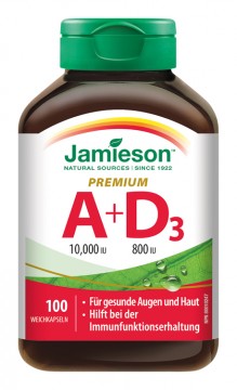 Jamieson Vitamin A & D3 10 000 IU/800 IU Premium 100 Kps.