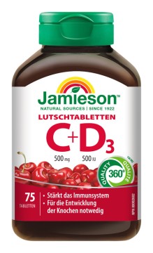 Jamieson Vitamin C & D3 500 mg/500 IU Sauerkirsche 75 Tbl.